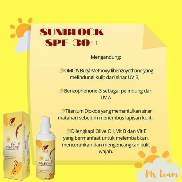 SUNBLOCK WAJAH SR12 SPF 30++ Tabir Surya Lotion Cream SPF Pelindung Sinar UV Sunscreen Aftersun