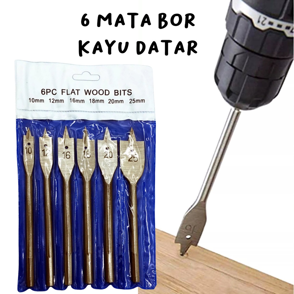 Mata bor kayu KIPAS 6 pcs Flat wood drill bit woodworking // flat wood bits