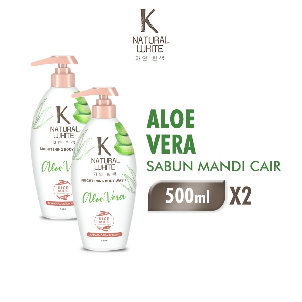 K Natural White Sabun Mandi Cair Aloe Vera Botol 500 ml x2