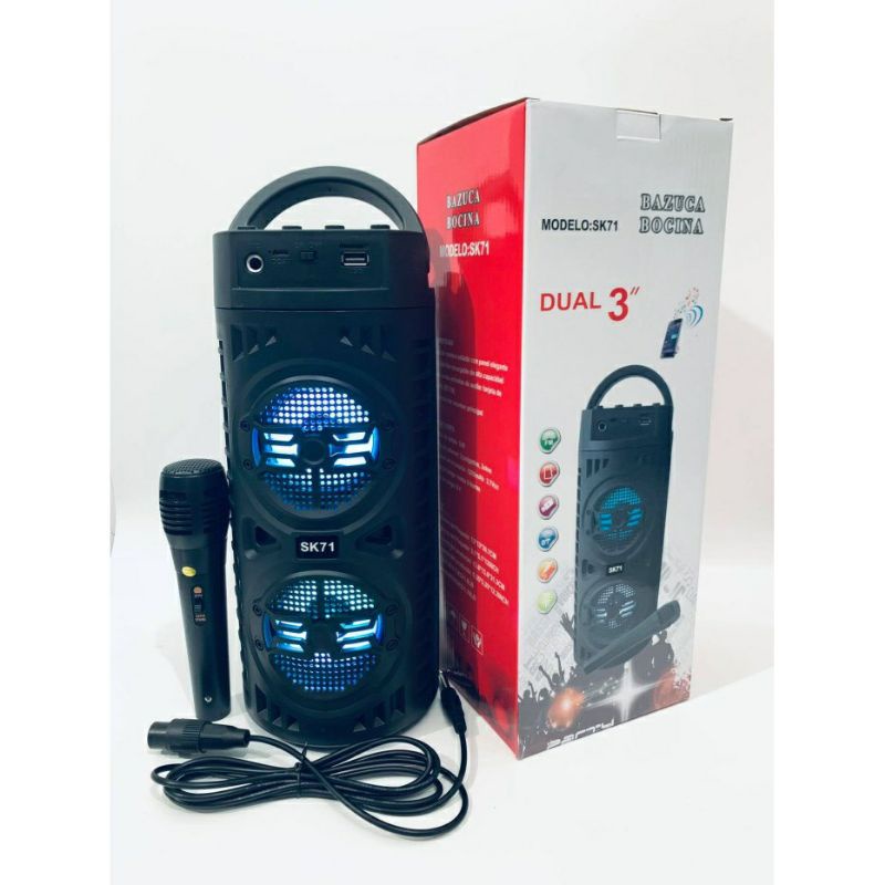 SPEAKER BLUETOOTH SK 71 LED DUAL 3 SERIES KARAOKE PORTABEL FREE MIC