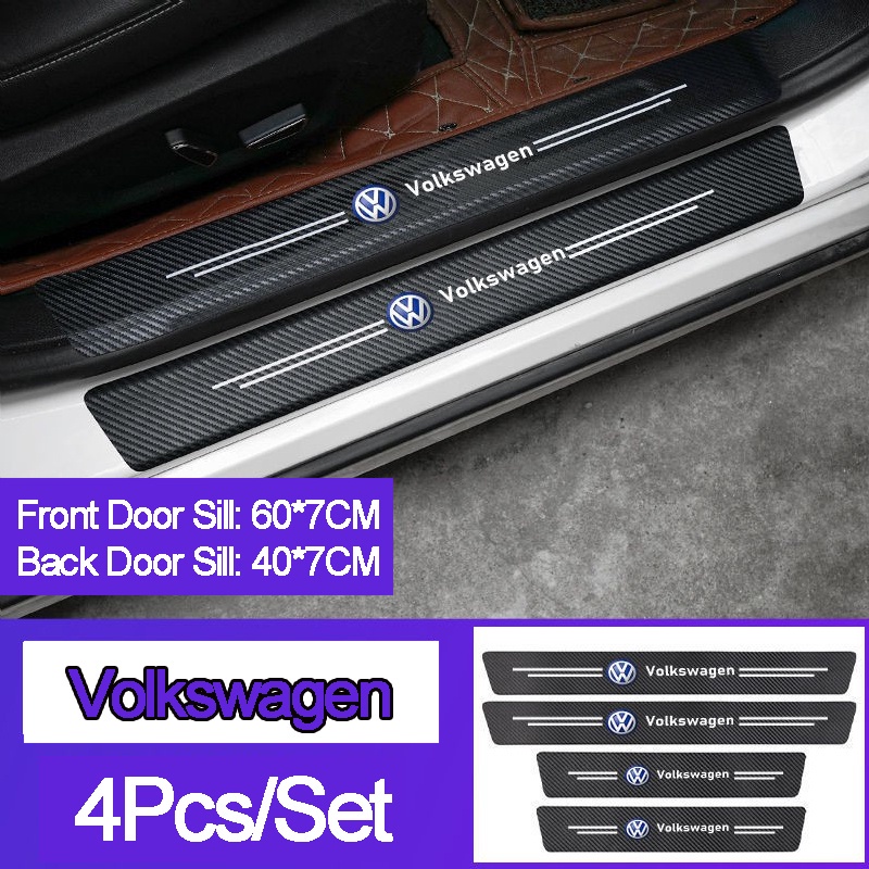 9 Pcs Stiker Pelindung Pintu Mobil Bahan Kulit Serat Karbon Untuk Volkswagen Vw Polo Golf R Line Passat Tiguan Gti Cc