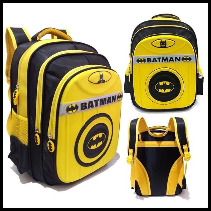 Tas Ransel Sekolah Sd Laki Laki Batman Timbul 3Kantung Besar Import - Kuning