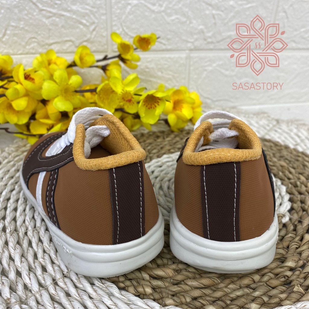 SEPATU SNEAKER COKLAT GARIS ANAK LAKI 1 2 3 TAHUN FA29