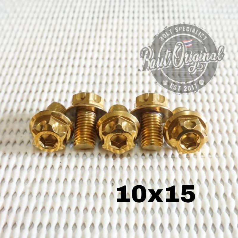 Baut probolt 10x15 gold new model drat 14 panjang 1.5cm Heng thailand