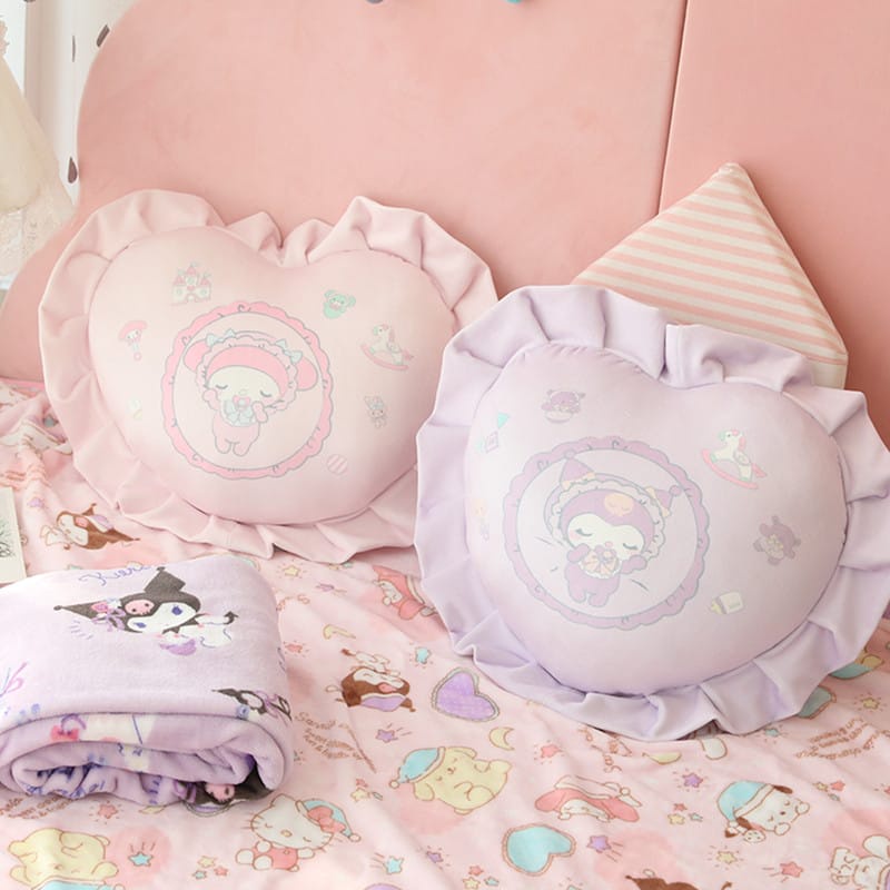 Balmut bantal selimut bentuk love karakter melody kuromi cinnamoroll bahan plush