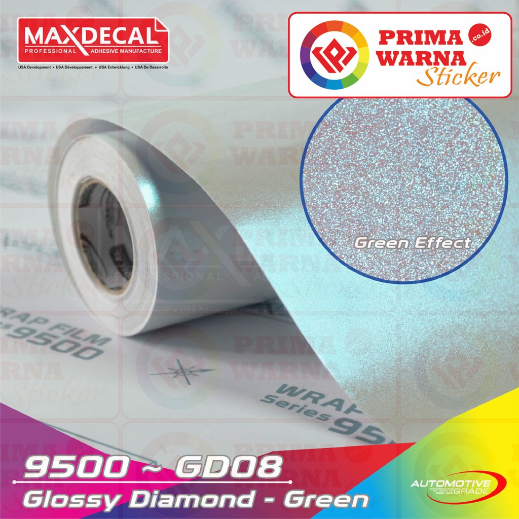 Maxdecal 9500 GD08 Glossy Diamond Green, Wrap Series Sticker, Meteran Lebar 152cm