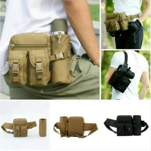 TAS IMPOR TAS PINGGANG ARMY BOTOL WAIST BAG TACTICAL ARMY WITH BOTTLE