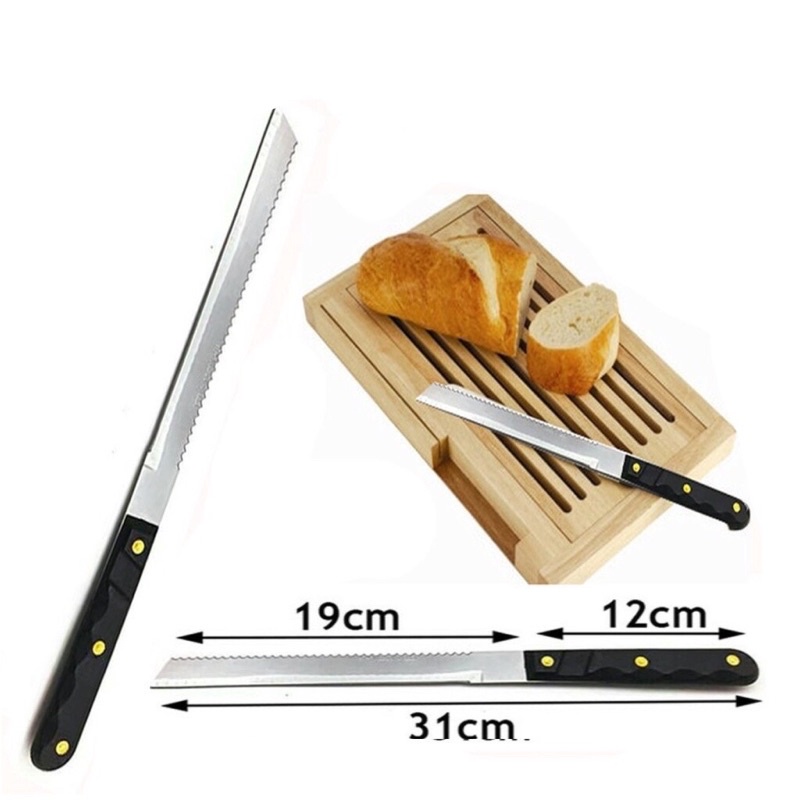 PISAU ROTI BAKAR 2 SISI GRIGI PANJANG STAINLES MURAH/ PISAU ROTI BAKAR PANJANG/ PISAU ROTI STAINLES/