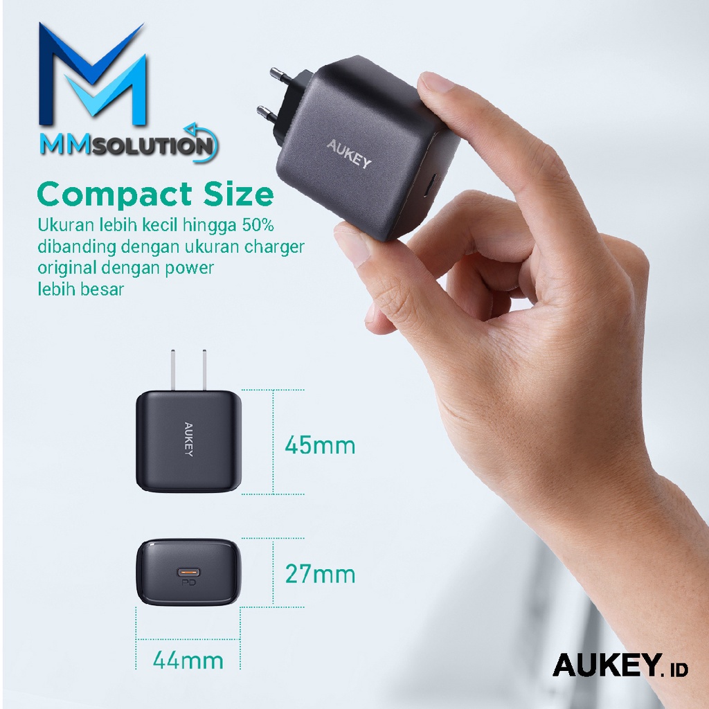 AUKEY PA-R1A Kepala Charger 25W Minima Nano USB Type C PD 3.0 With PPS