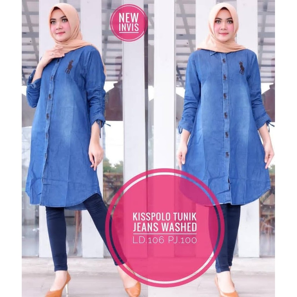 KISSPOLO LONG TUNIK MATT JEANS WASH