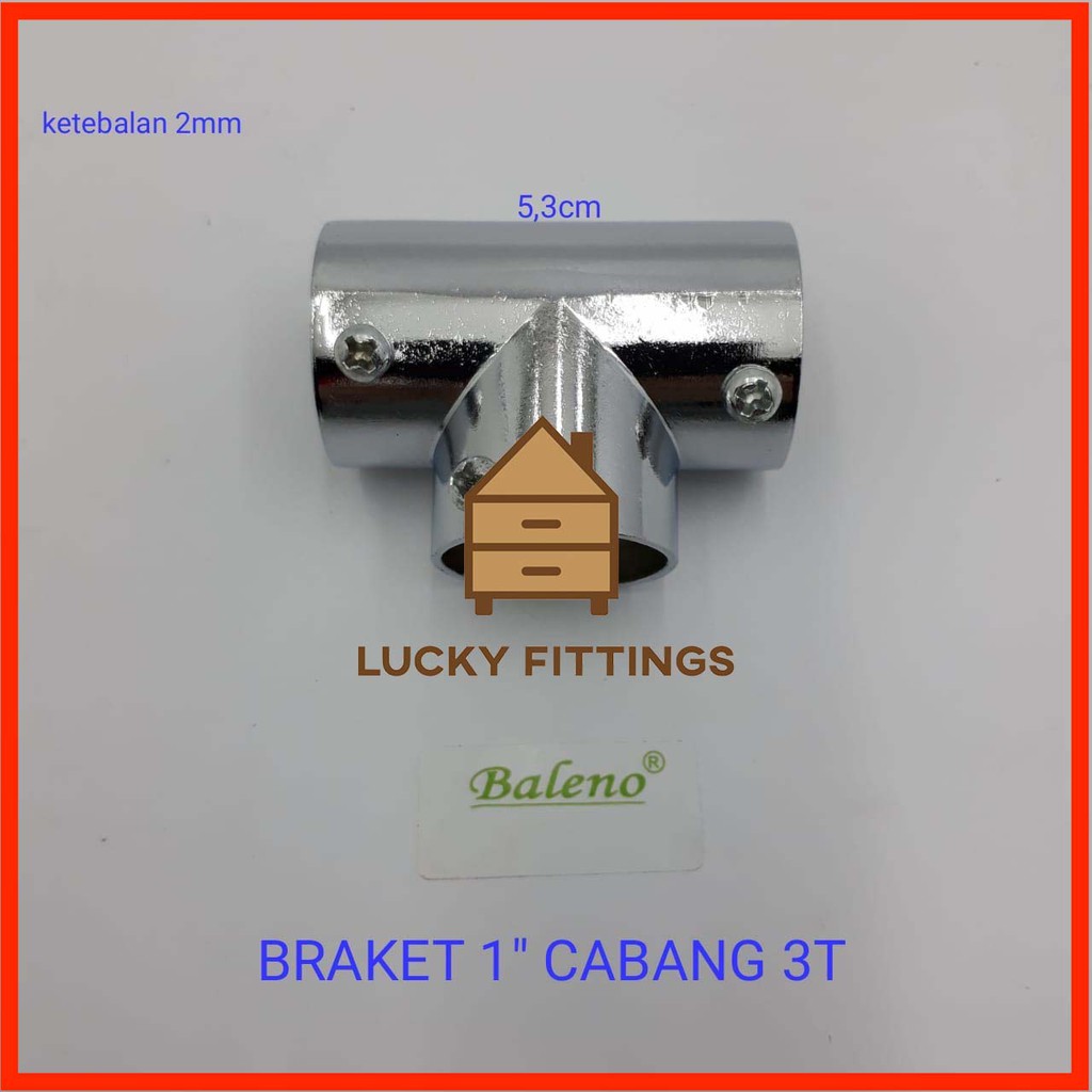 Bracket Pipa 1" inch Cabang 3 T / Sambungan Pipa Bulat  Stainless Join 25 Pipa Bulat