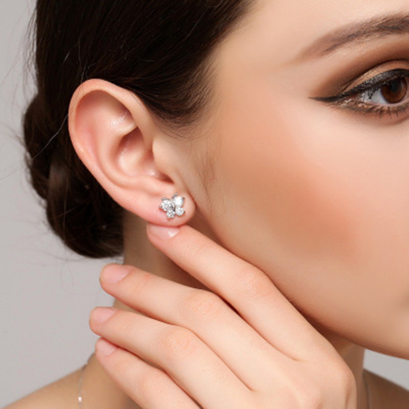925 anting perak sterling anting-anting wanita dengan perhiasan fashion berlian