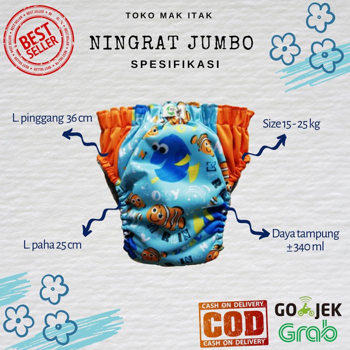 Sale! 3pcs Clodi Ningrat Aio Jumbo Paket Hemat Isi 3 Pcs Popok Cuci Ulang Popok Kain