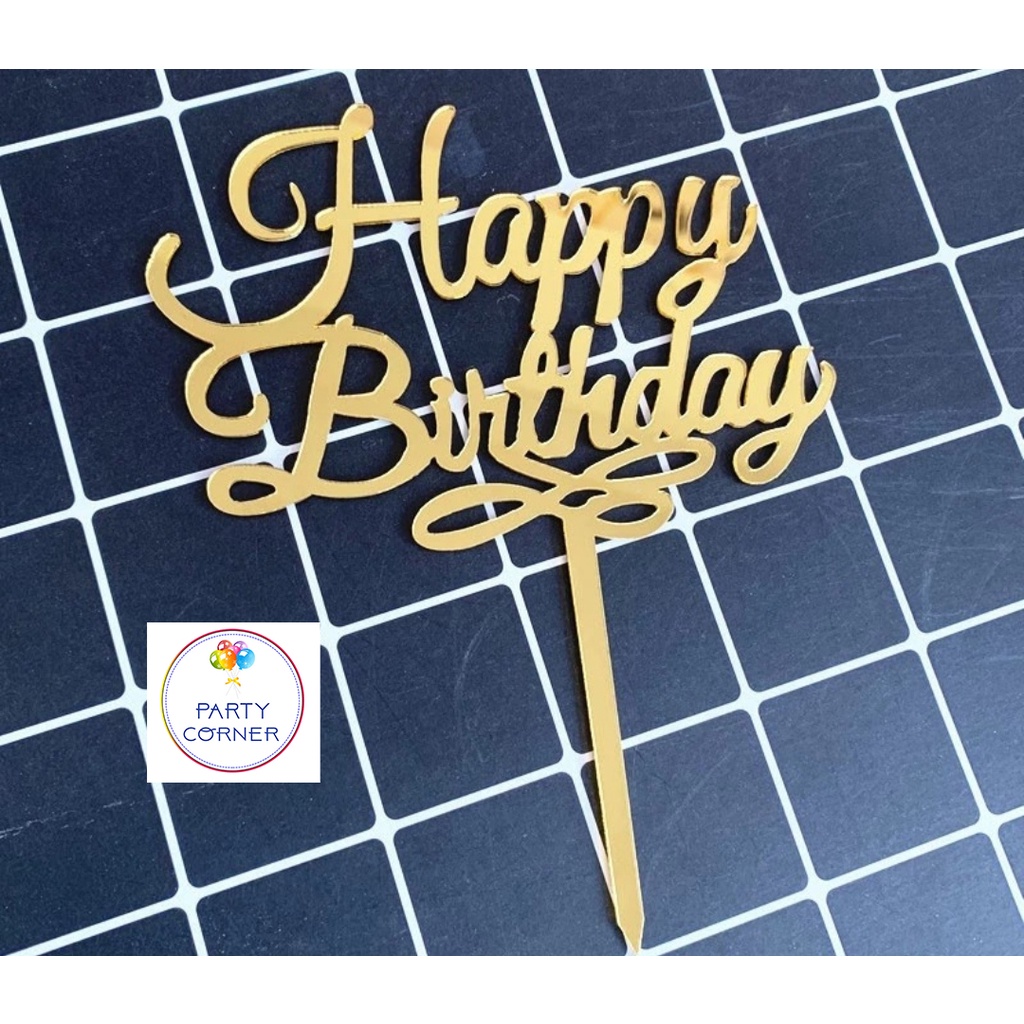 Topper Cake HBD Pita Gold