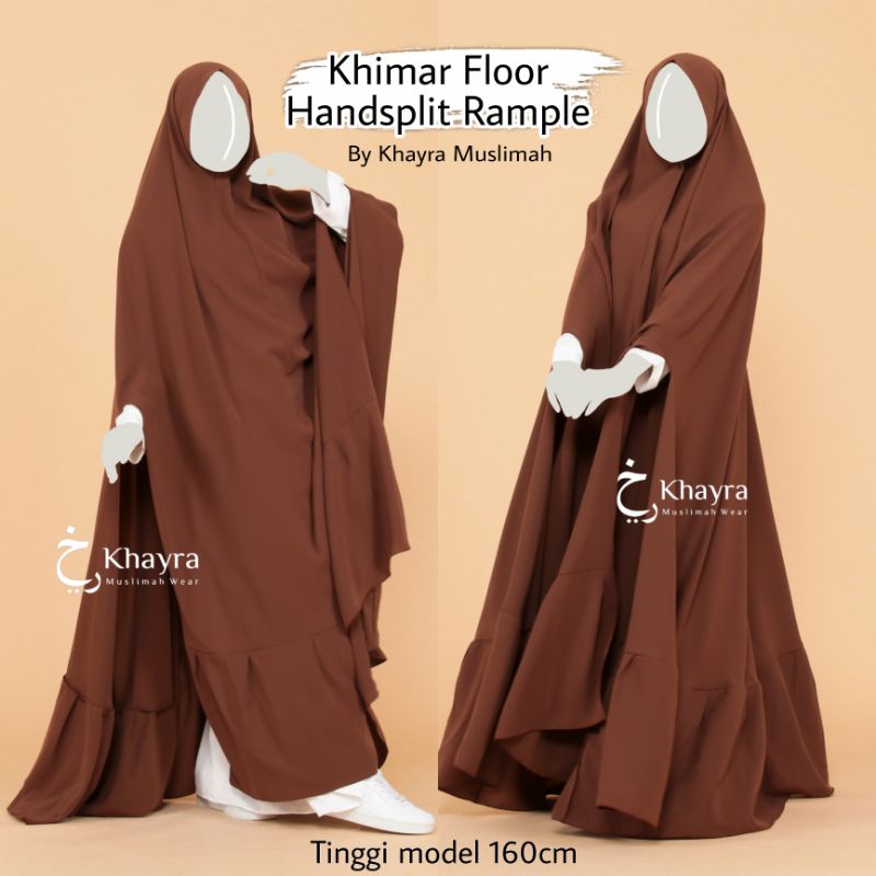 KHIMAR FLOOR HANDSPLIT REMPEL JUMBO SYARI BY KHAYRA MUSLIMAH WEAR