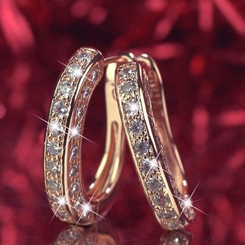 1Pairs Sparkling  Filled Fashion U-Shape Zircon Huggie Simulated Gemstone Hoop Earrings For Womens Engagement Earrings