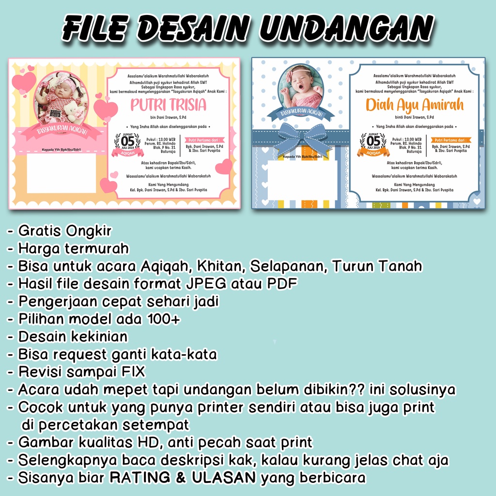 Jual File Desain Undangan Aqiqah Khitan Selapanan Turun Tanah Format