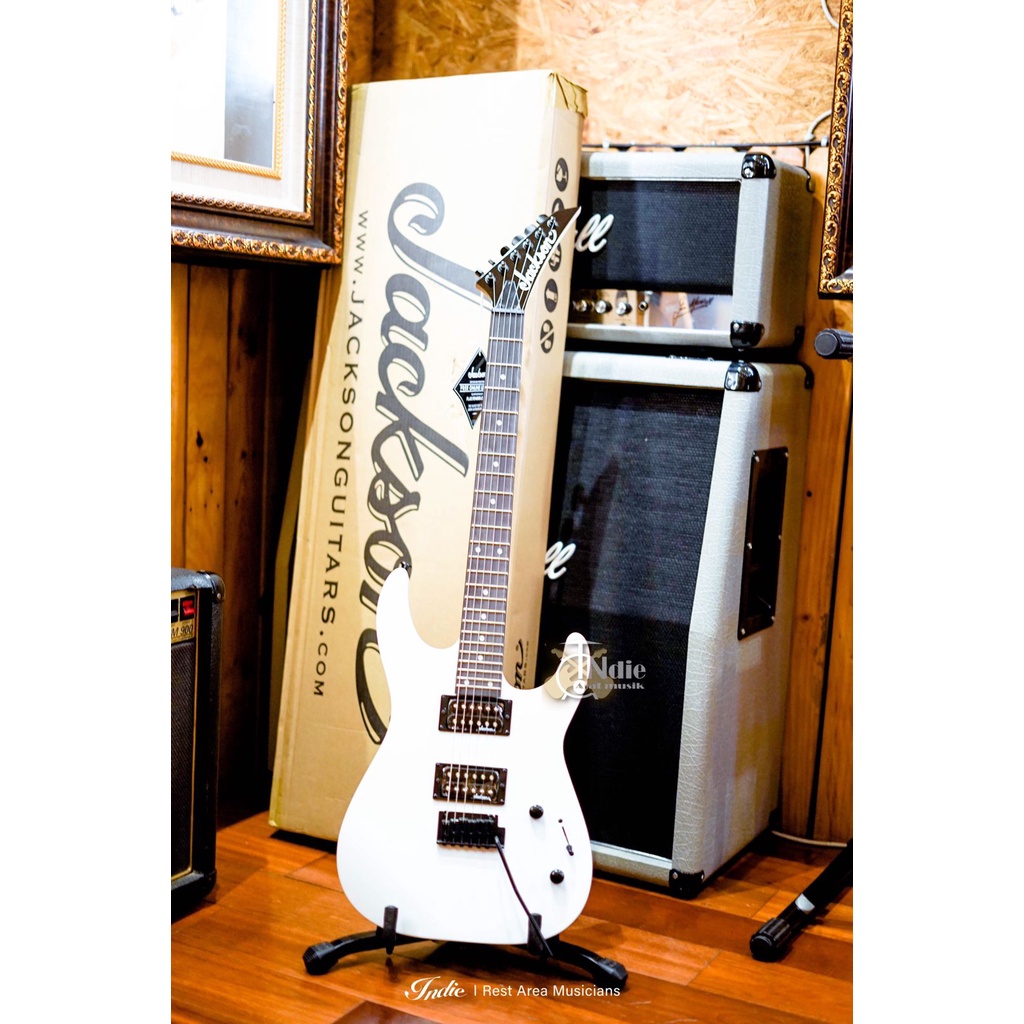 Gitar Elektrik Jackson JS Series Dinky JS12 Amaranth FB White