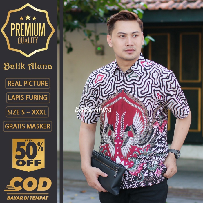 BATIK PRIA LENGAN PENDEK MEWAH PREMIUM ALUNA PRABUSENO SHANGHAI KERIS KEMEJA BATIK ACARA NIKAHAN KER