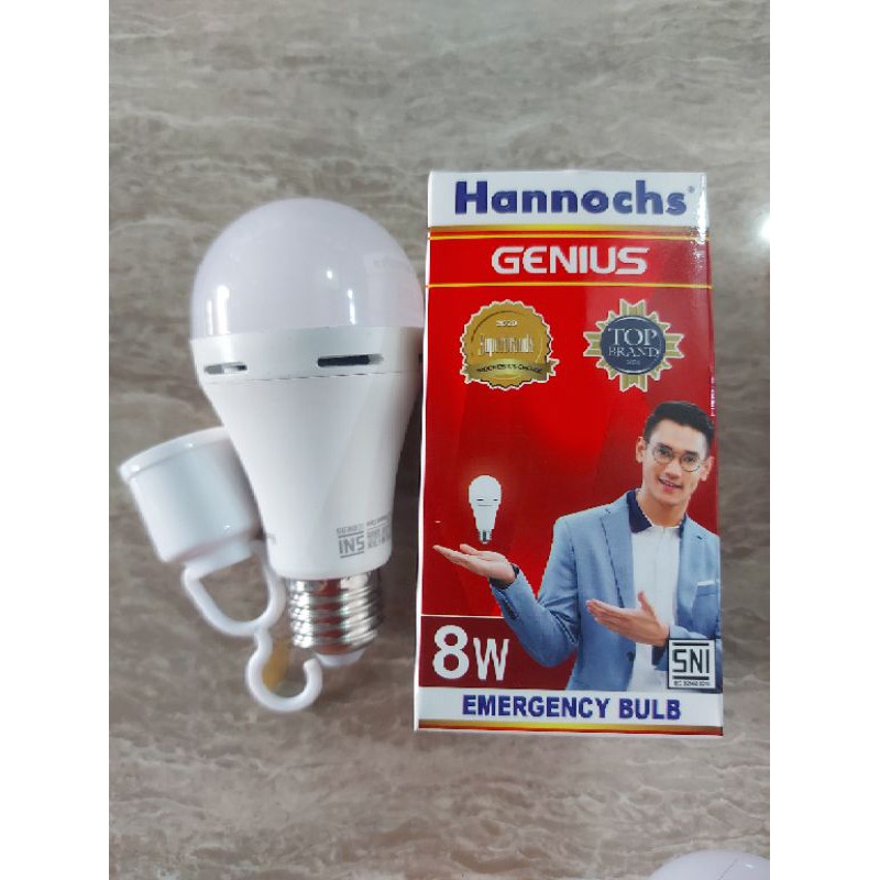 Lampu LED Emergency AC/DC Hannochs Genius 8 Watt - Cahaya Putih