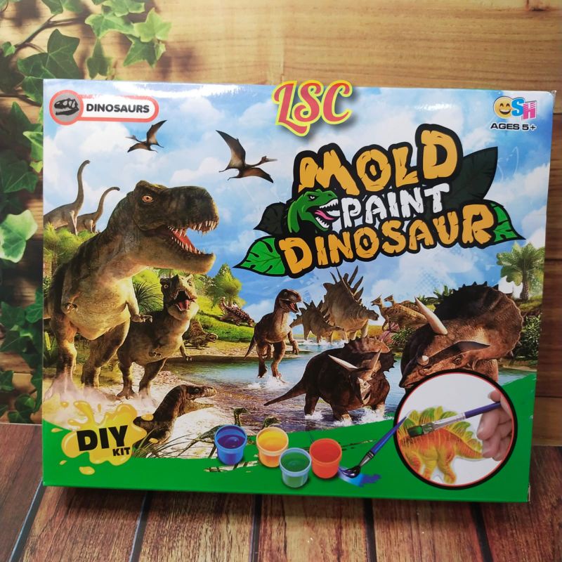 Mainan edukasi DIY Kit Mold and paint Dinosaur. DIY mencetak dan melukis Dinosaurus 4 pcs SH 162