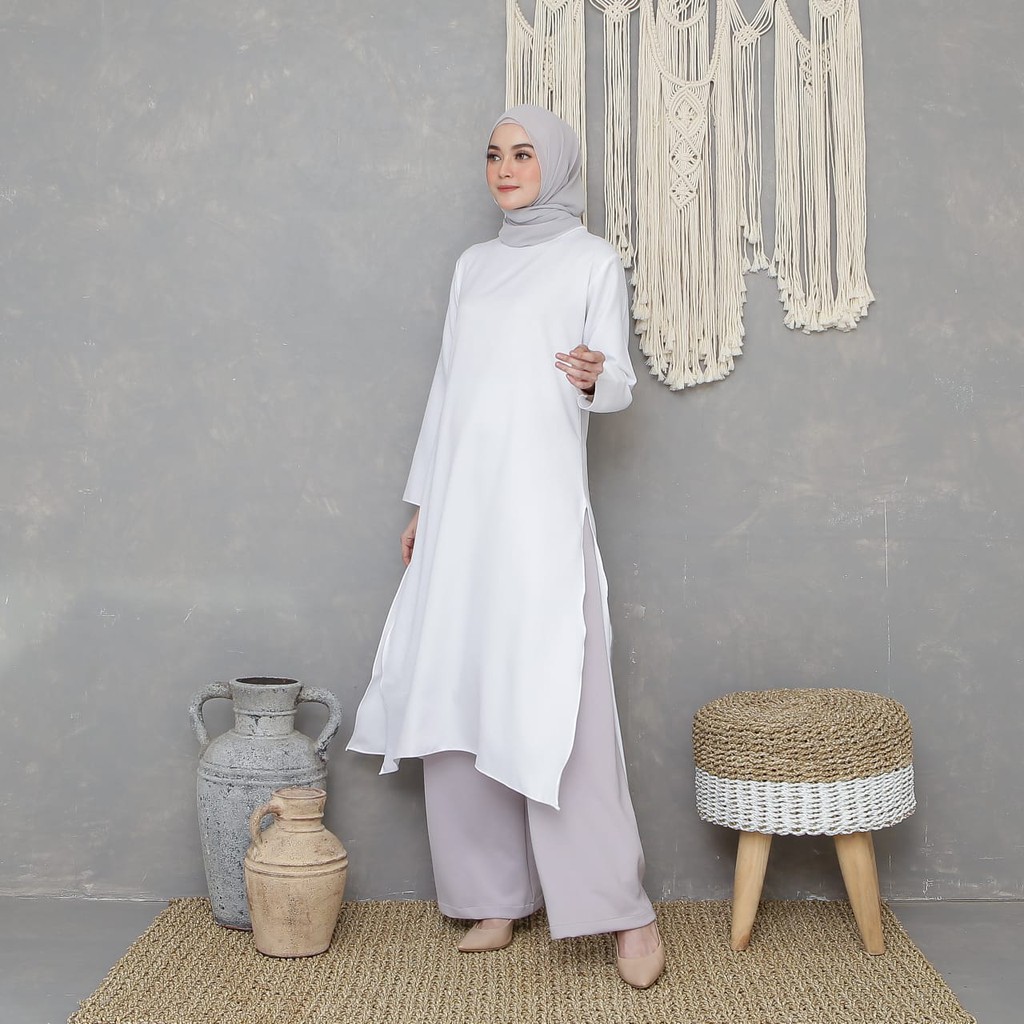 Femes Atasan Tunik Belah Polos / Long Tunik Wanita-4