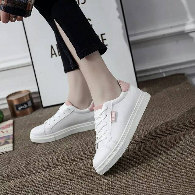 Sepatu Sneakers Wanita BEIER Spatu Snikers Putih Tali Perempuan Cewe Cewek FSH153 Cladiva