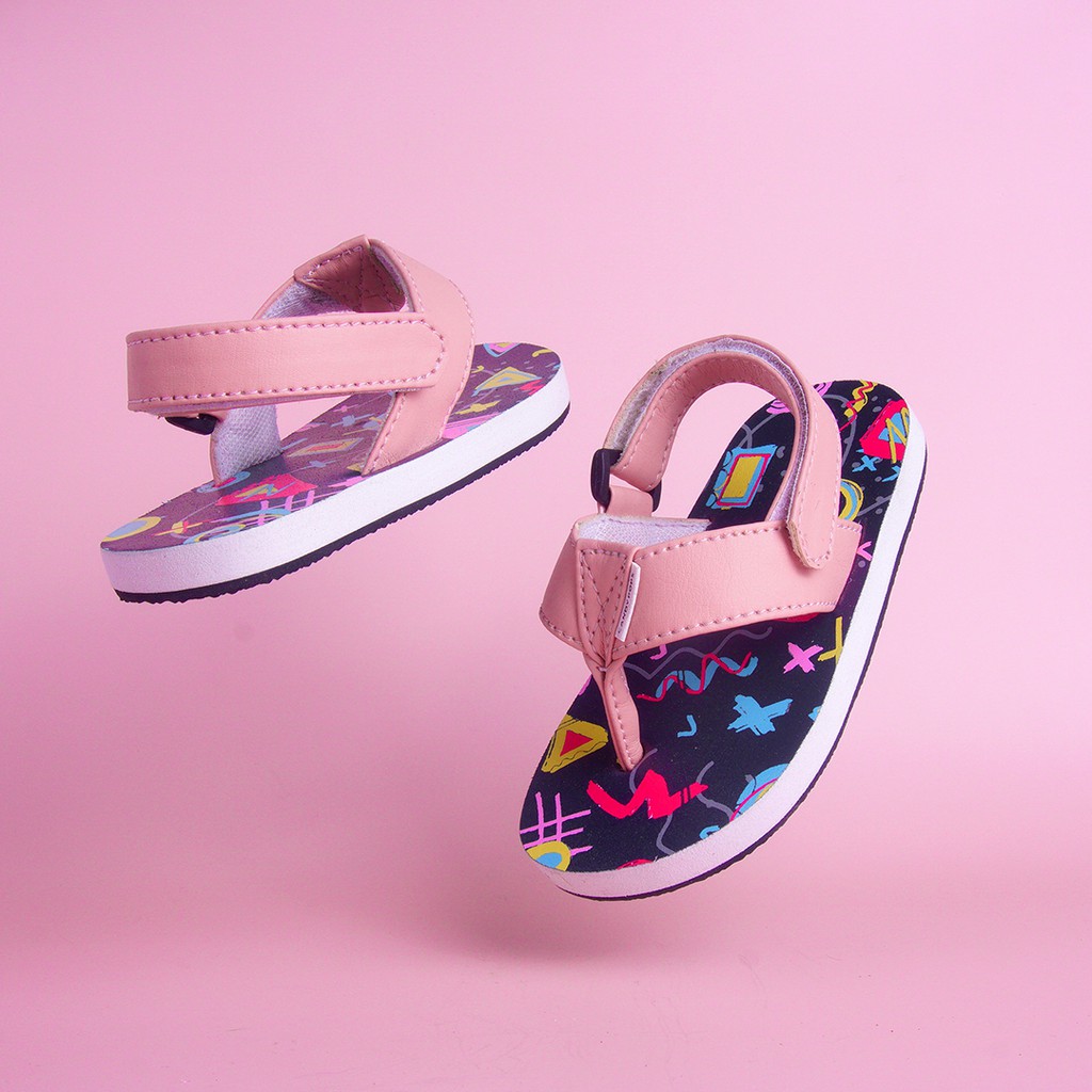CANDYPOPS Sandal Jepit Anak Perempuan Altin Memphis Pink &amp; White Usia Balita 1 - 5 Tahun