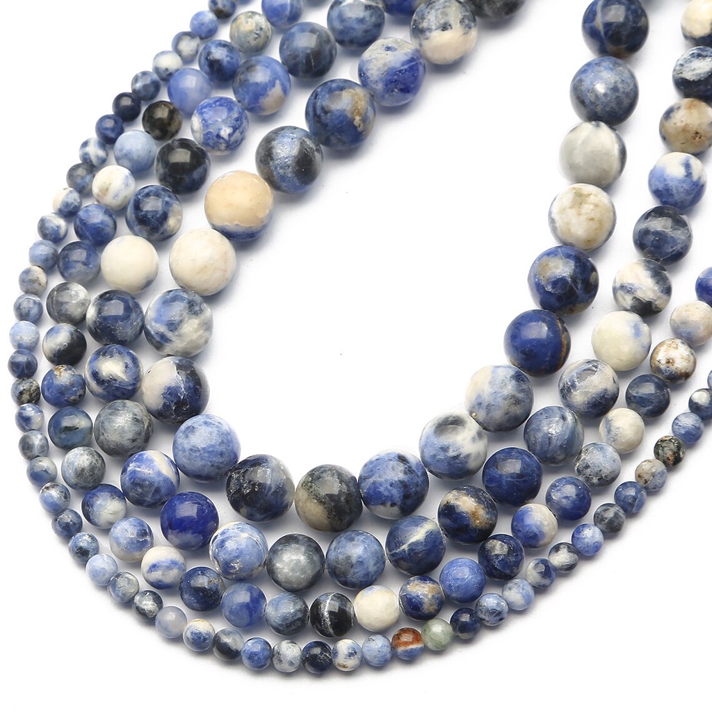 4 -12MM Grosir Biru Sodalite Beads Batu Permata Alami Belt Longgar Beads Untuk DIY Membuat Perhiasan Ukuran Gelang/Kalung