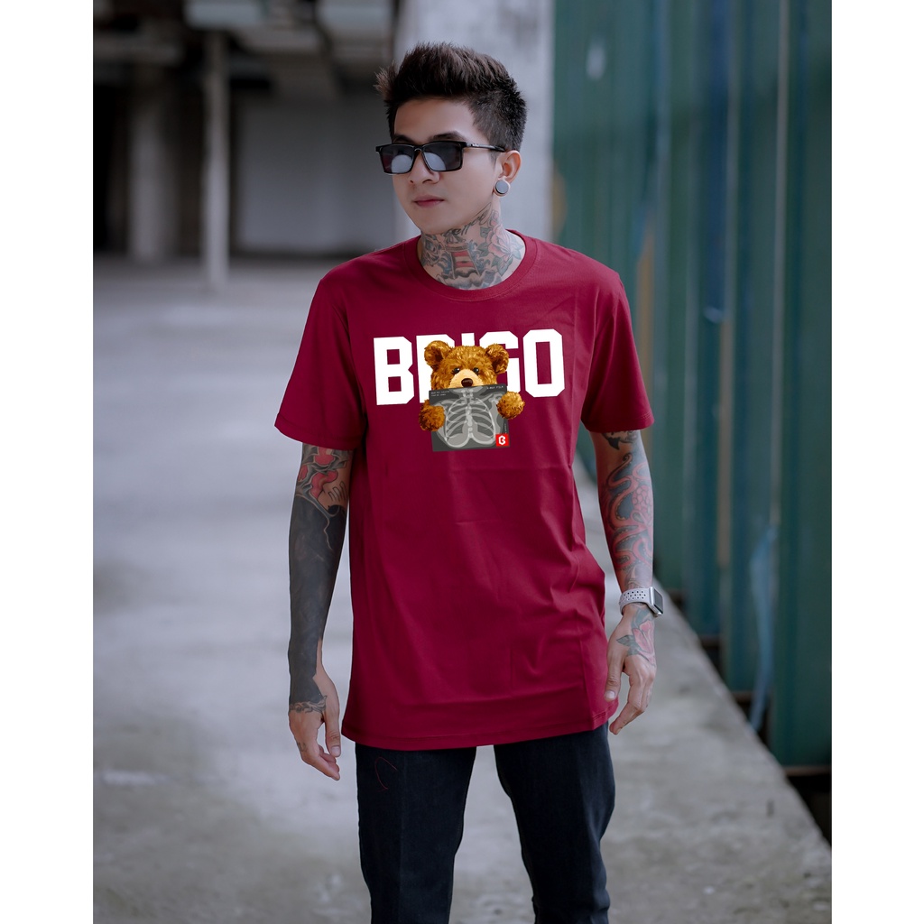 BRIGO Kaos Lengan Pendek Bear Rontgen || Kaos Katun Combed M-XL || Kaos Distro BRIGO Beruang Rontgen