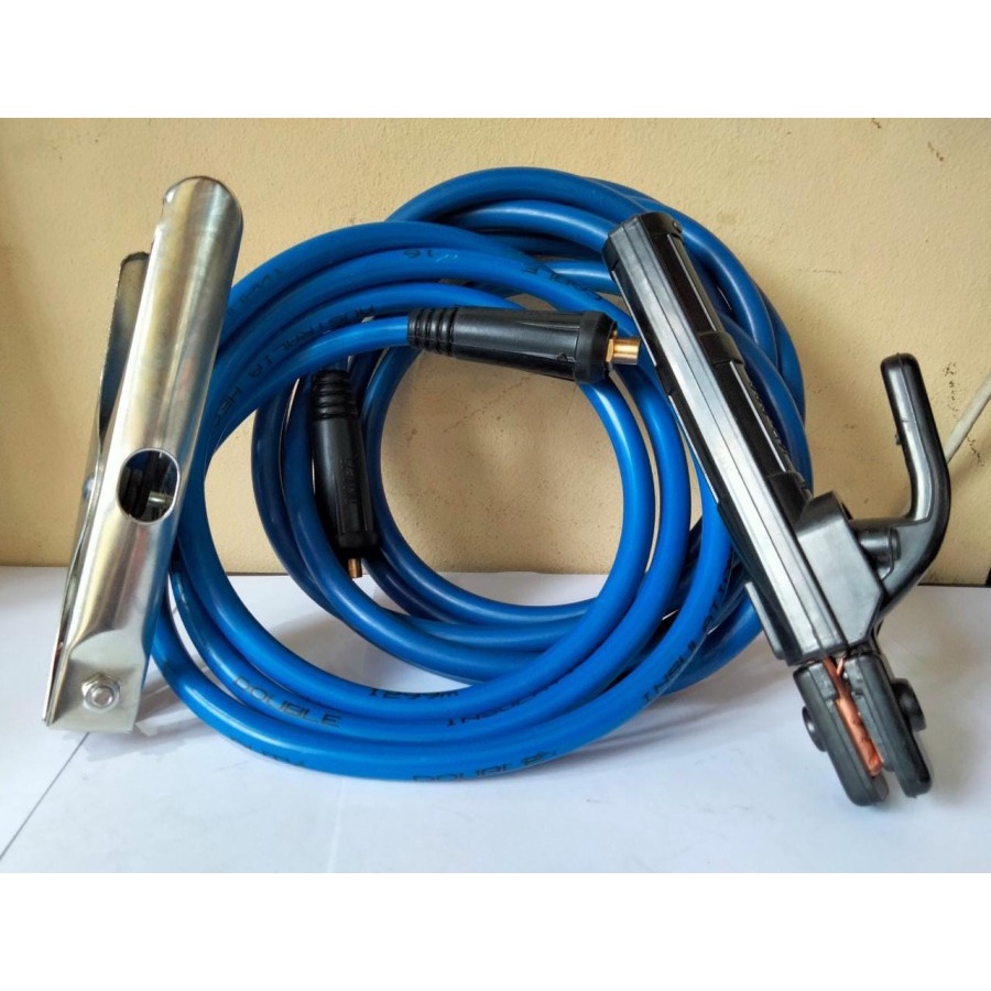 Kabel las 16mm Biru set Full Tembaga 5mx2m Tang Las Set