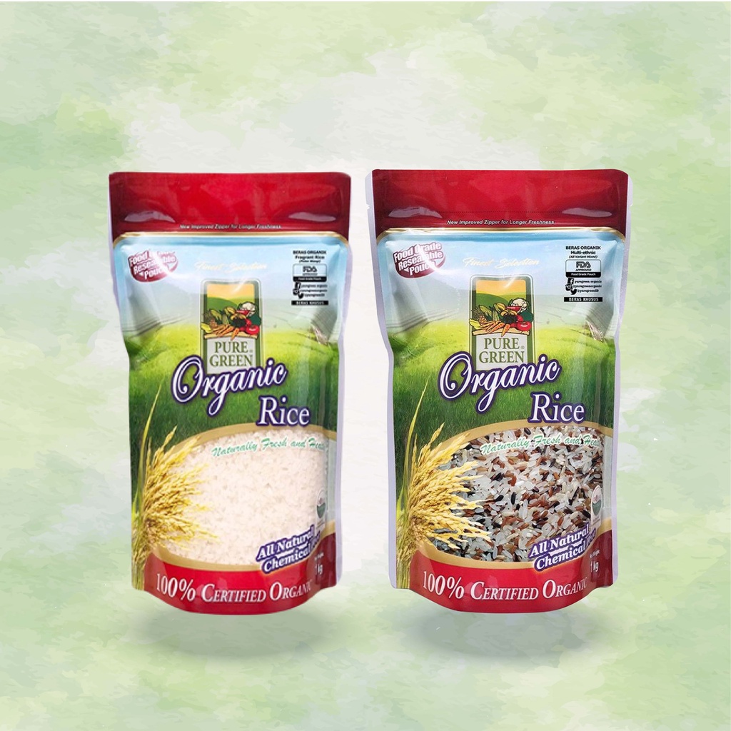 

1 Puregreen Beras Organik Multi-Ethnic - 1kg & 1 Puregreen Beras Organik Fragrant/ P Wangi - 1kg