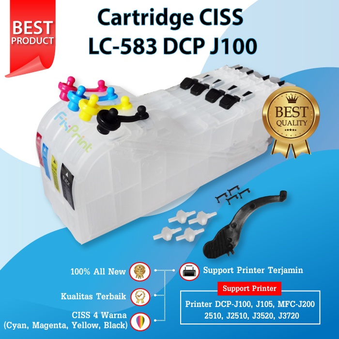 CISS Infus LC583 LC-583 Cartridge Tinta Printer MFC-J3520 J3720 J2510