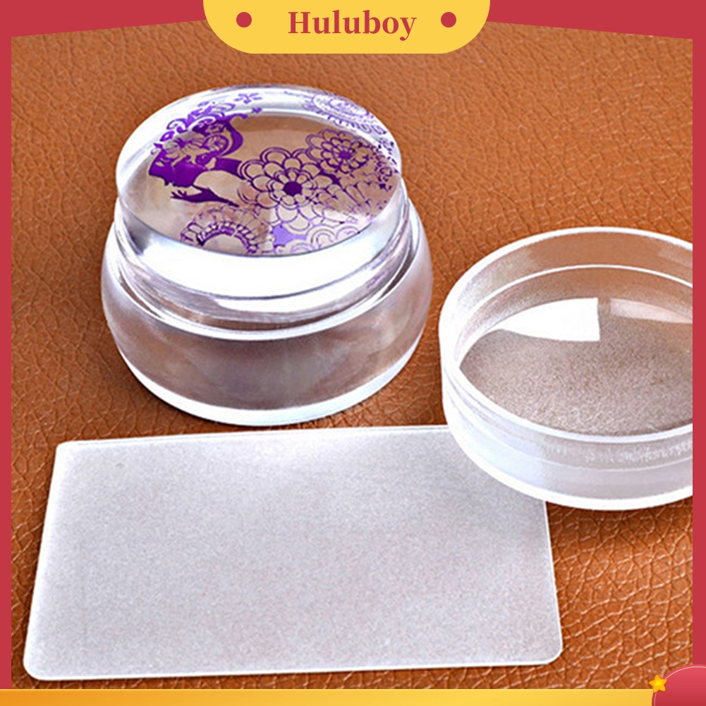 Huluboy Huluboy♡ Stempel Silikon Bening + Scraper Untuk Transfer Manicure DIY