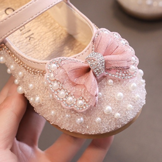 D617- Sepatu Pita dengan Mutiara Artifisial