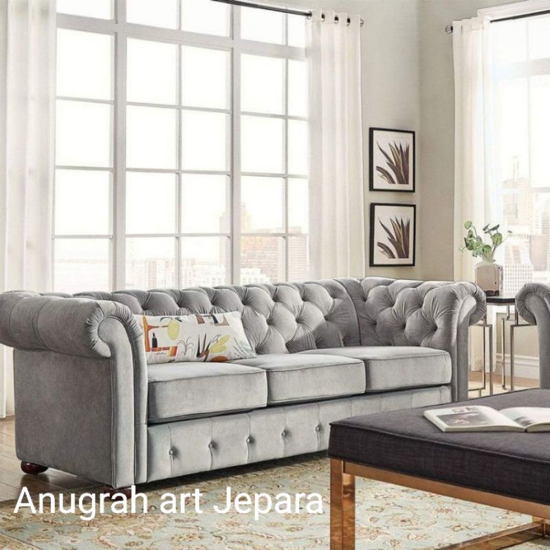 sofa  chesterfield bludru premium