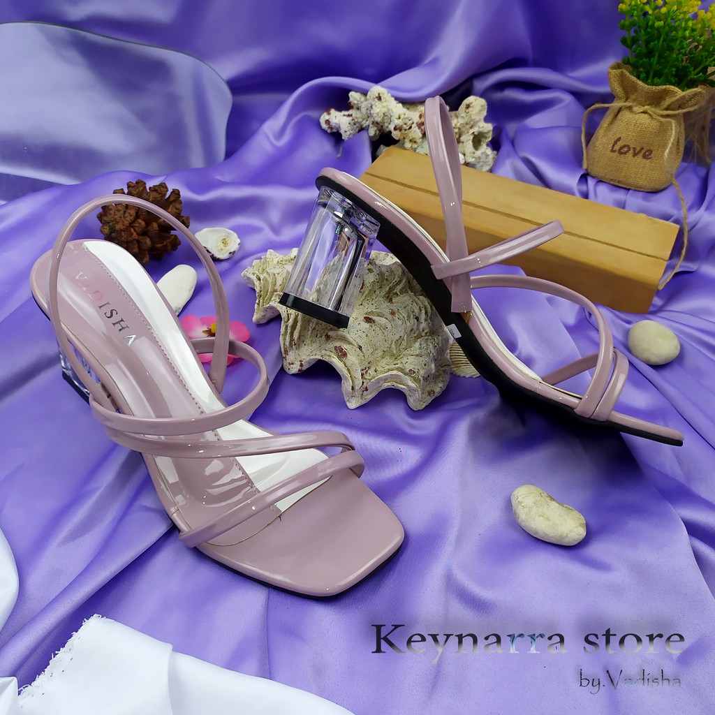 VADISHA QUEENSHA Sendal Wanita, Sendal Heels/ Sendal Hak Kaca 7cm  RN 706 By.Keynarra Store
