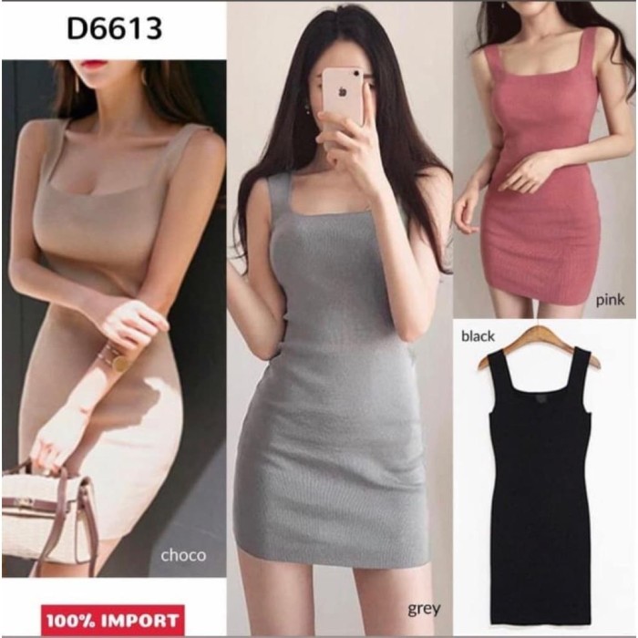 FMJ 657 Dress Gaun Terusan Wanita Perempuan Cewek Olivia Rajut Kekinian Seksi Sexy Cantik Terbaru