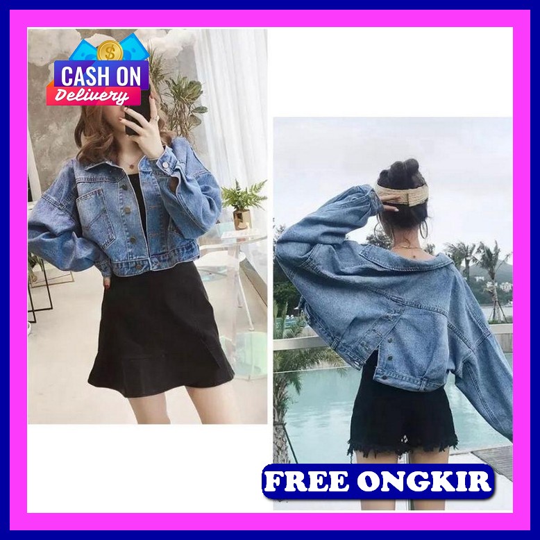 Amr Jeans - Jaket Jeans Wanita Premium Bordir -Simple Korean Style Outer Denim - High End Collection