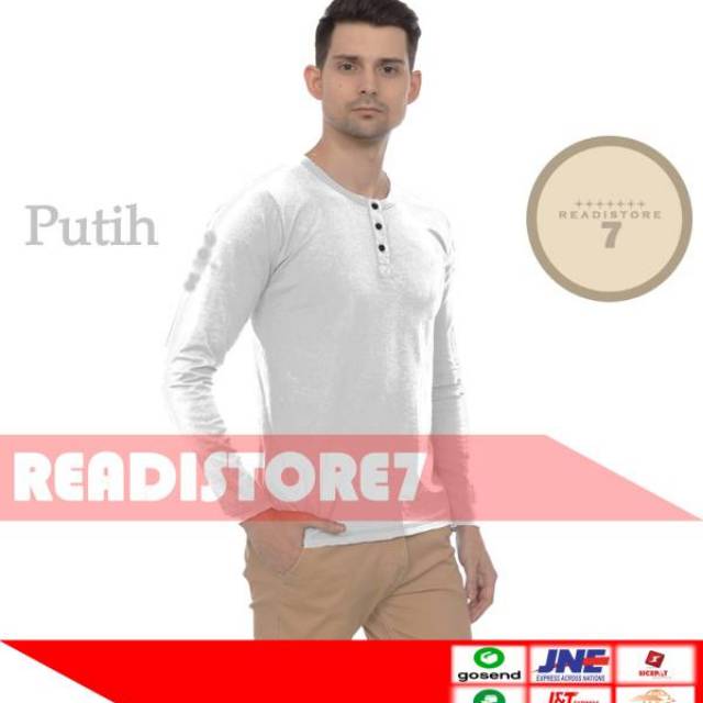 PAKAIAN BAJU KAOS HENLEY KANCING LENGAN PANJANG CASUAL ATASAN PRIA PREMIUM TERLARIS di SHOPEE