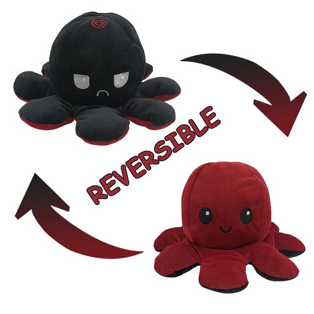 BONEKA OCTOPUS / BONEKA GURITA / REVERSIBLE OCTOPUS MAROON-BLACK