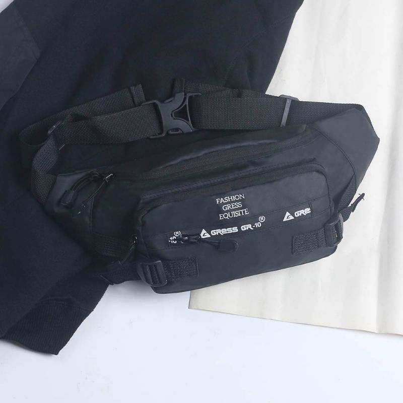 PREMIUM Tas Selempang Pria Terbaru Hitam Waterproof Anti Air | Slempang Gress Distro Cowok | Selempang Kekinian | Tas Pinggang Waistbag Slingbag Bahan Bimo