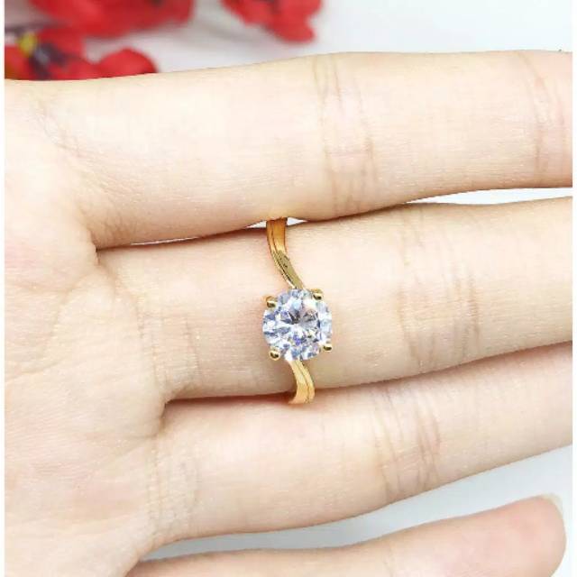 Xuping-cincin mata satu minimalis gold