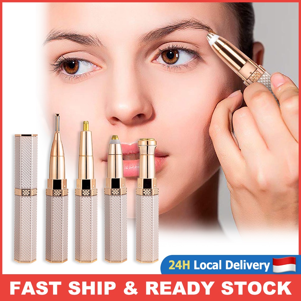 4 IN 1 Perawat alis multi fungsi Multifungsi MINI Alat Cukuran Pencukur Flawless Brows Cukuran Alis Elektrik Tanpa Rasa Sakit Eyebrow Hair Trimmer Cukur Alis