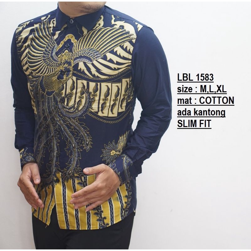 luigi batani kemeja batik pria slimfit modern