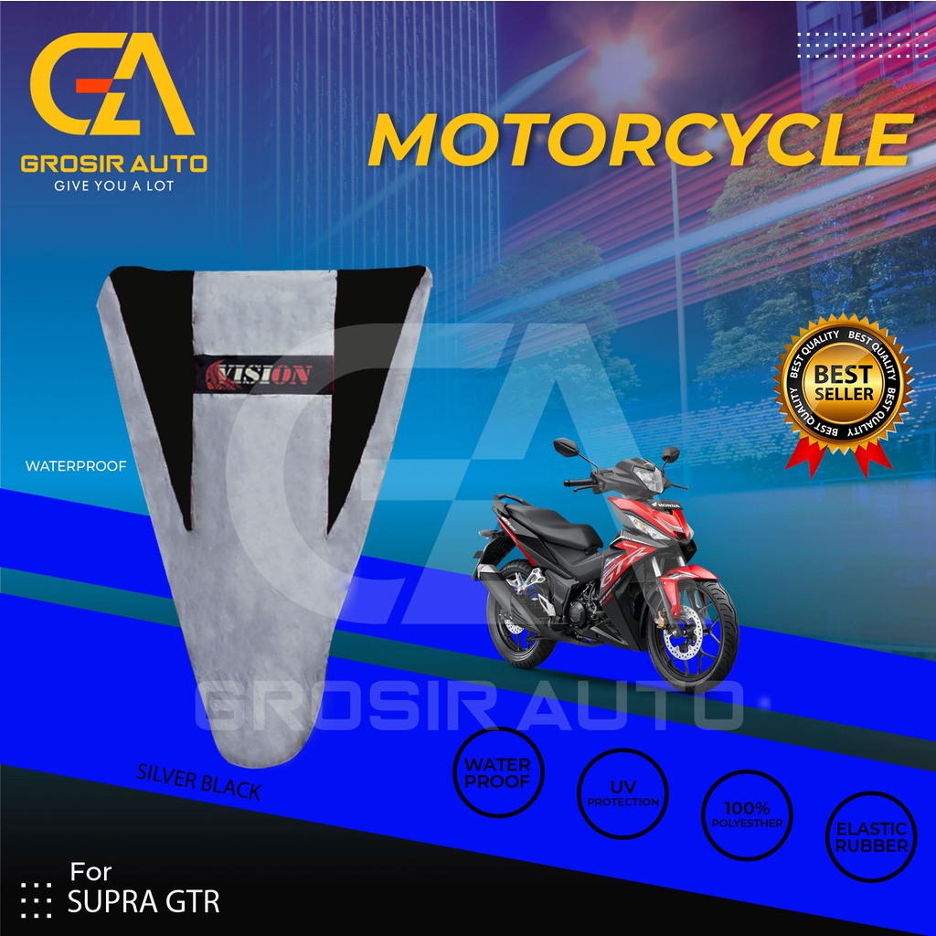 Cover Motor / Selimut Pelindung  Sarung Motor / Penutup Motor Supra GTR Vision Silver Hitam Waterproof