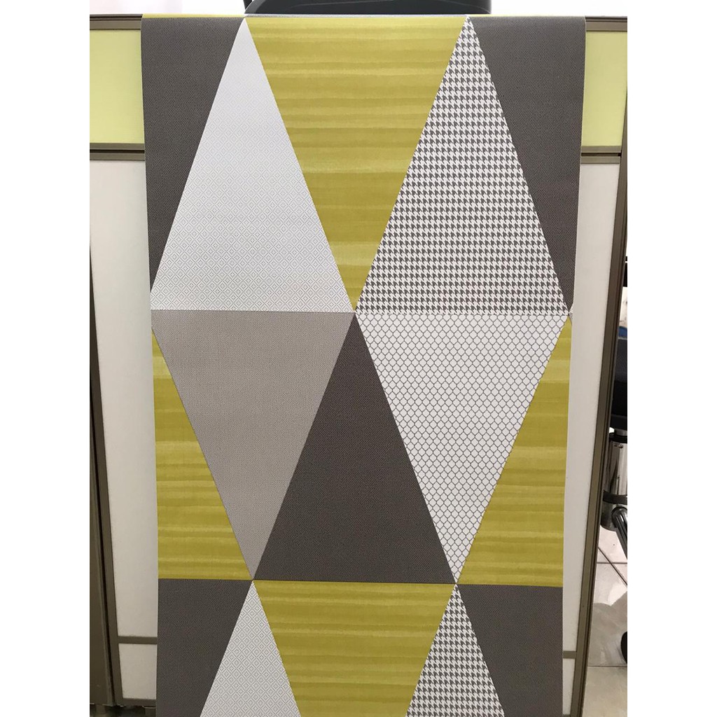 Wallpaper Sticker 3001-1 Motif Segita Hitam Putih Kuning / Wallpaper New 2020 / Ukuran 9mx45cm