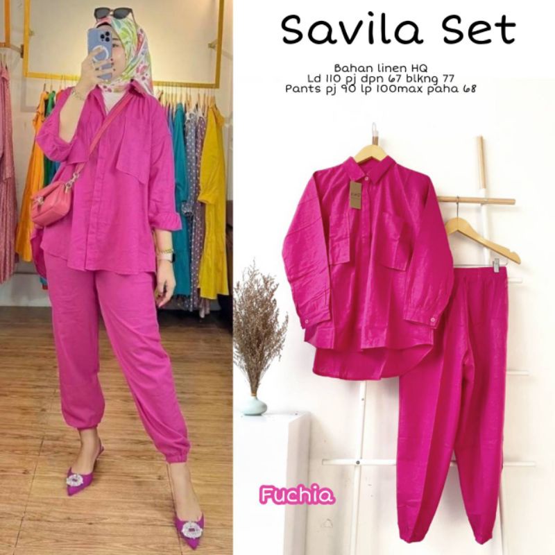 savila set linen wanita