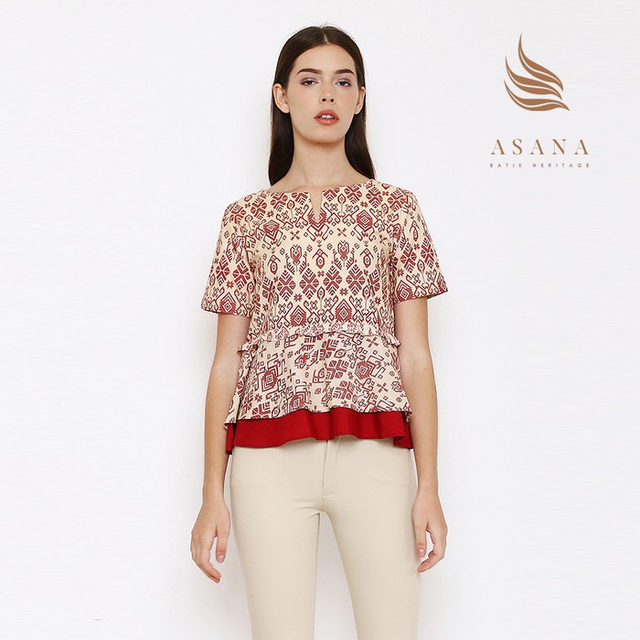 Asana Panawangan Woman Blouse Batik Wanita - Beige