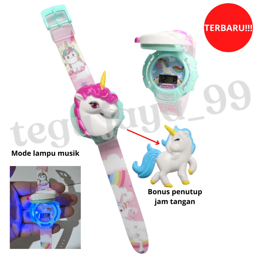 JAM TANGAN FASHION ANAK PEREMPUAN LAMPU MUSIK 2 IN 1 KARAKTER KARTUN TE1043